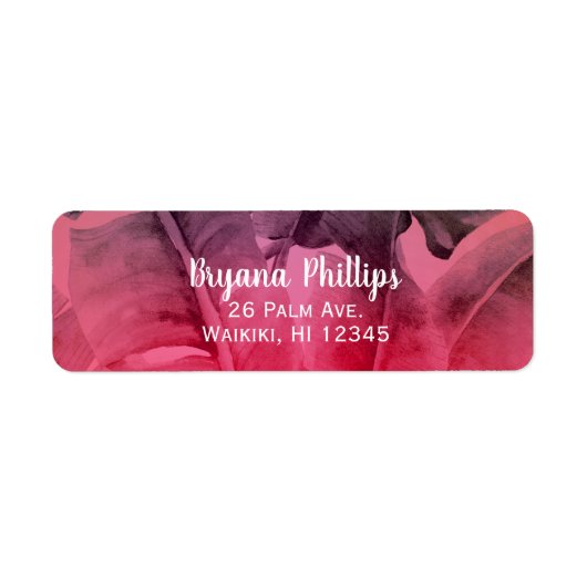 Pink Tropical Summer Palm Leaves Luau Party Etiket (Voorkant)