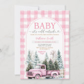 Pink Truck Baby Het is koud buiten Baby shower Kaart (Voorkant)