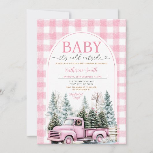 Pink Truck Baby Het is koud buiten Baby shower Kaart (Voorkant)