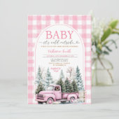 Pink Truck Baby Het is koud buiten Baby shower Kaart (Staand voorkant)