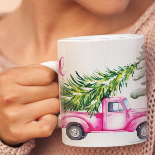 Pink Truck Kerstavontuur Tweekleurige Koffiemok