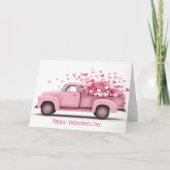 Pink Truck with Hearts Valentine`s Day Card Kaart (Voorkant)