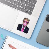 Pink Trump Bubble Gum Sticker (Laptop met iPhone)