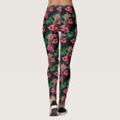 Pink Trumpet Honeysuckle Botanische Kunst Leggings (Achterkant)