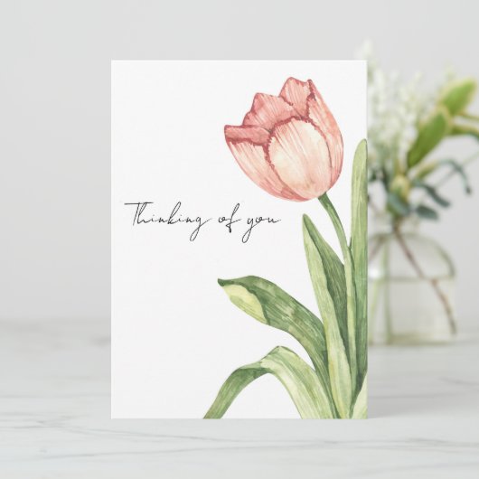 Pink Tulip Alone Kaart (Staand voorkant)