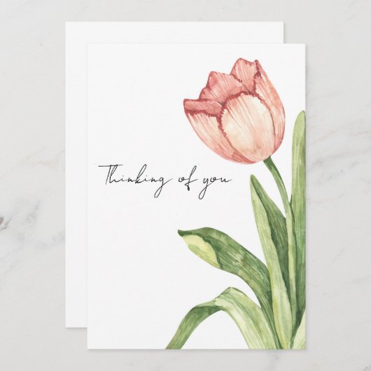 Pink Tulip Alone Kaart (Voorkant / Achterkant)