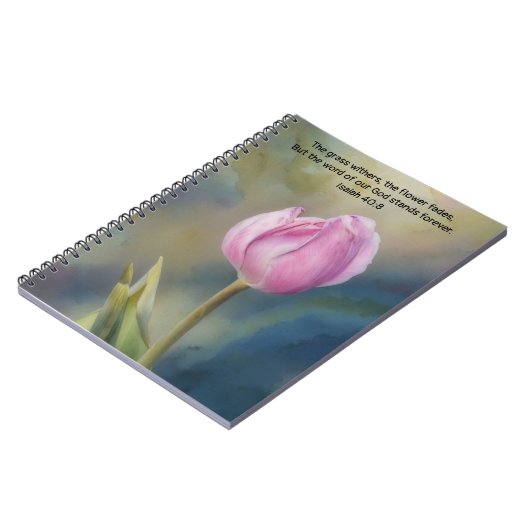 Pink Tulip Bible Verse Faith Prayer Journal Notitieboek (Linkerzijde)