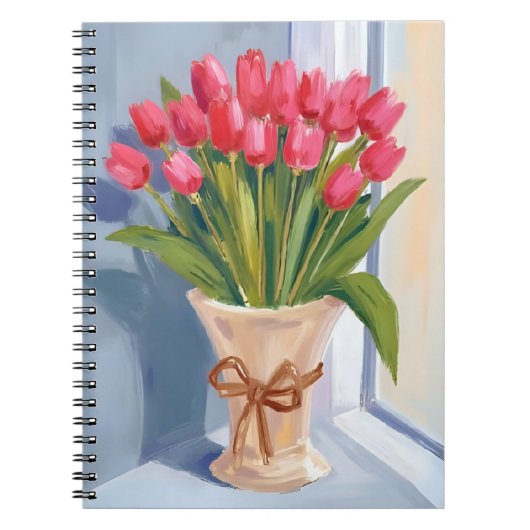 Pink Tulip Bouquet Watercolor Floral Notitieboek (Voorkant)