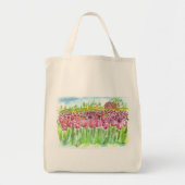 Pink Tulip Fields Waterverf Tote Bag (Voorkant)