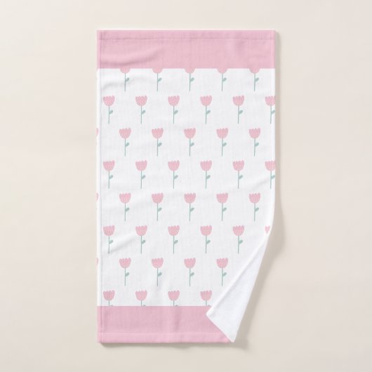 Pink Tulip Floral Minimalistisch Eenvoudig meisje Bad Handdoek (Handdoek)