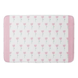 Pink Tulip Floral Minimalistisch Eenvoudig meisje Badmat