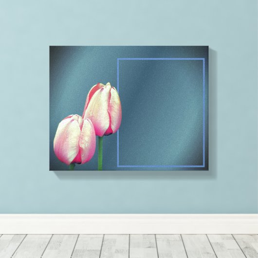 Pink Tulip Flowers Lijst Creëer Uw eigen foto Canvas Afdruk (Insitu (Houten vloer))