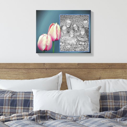 Pink Tulip Flowers Lijst Creëer Uw eigen foto Canvas Afdruk (Insitu (Slaapkamer))