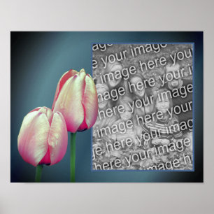 Pink Tulip Flowers Lijst Uw foto toevoegen Poster