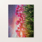 Pink Tulip Flowers Sunset Natuur Nederland Legpuzzel (Verticaal)