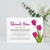 Pink Tulip Funeral Bedankkaart (Staand voorkant)