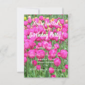 Pink Tulip Garden Floral Birthday Kaart (Voorkant)