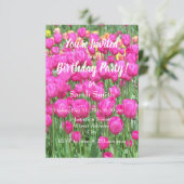 Pink Tulip Garden Floral Birthday Kaart (Staand voorkant)
