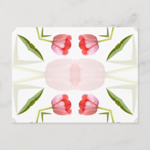 Pink Tulip Kaleidoscope Patroon Briefkaart