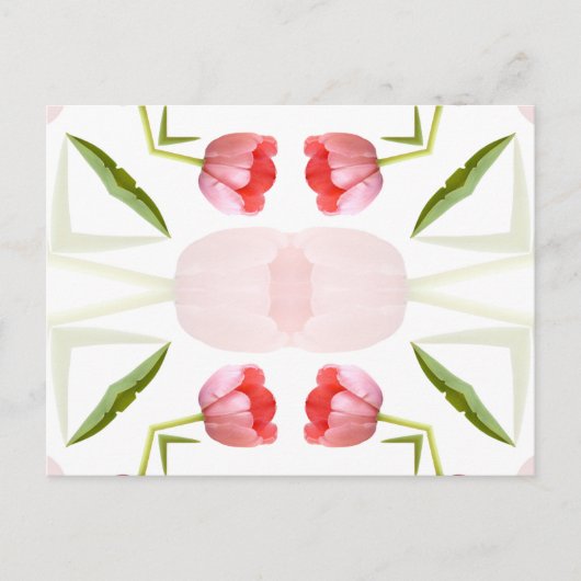 Pink Tulip Kaleidoscope Patroon Briefkaart (Voorkant)