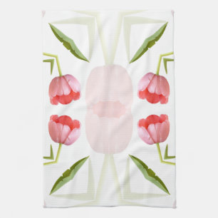 Pink Tulip Kaleidoscope Patroon Theedoek