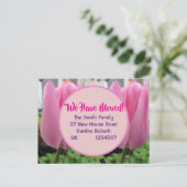 Pink Tulip Nieuw Adres Briefkaart, we gaan verhuiz Briefkaart (Staand voorkant)