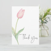 Pink Tulip Solo Vrijgezellenfeest Bedankkaart (Staand voorkant)