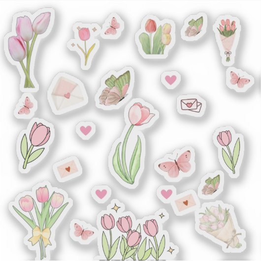 Pink Tulip Stickers (Voorkant)