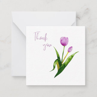 Pink Tulip Thank You Flat Notecard  Notitiekaartje