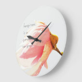 Pink Tulip Tree Flower with Happiness Quote Grote Klok (Hoek)