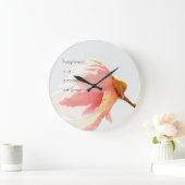 Pink Tulip Tree Flower with Happiness Quote Grote Klok (Huis)