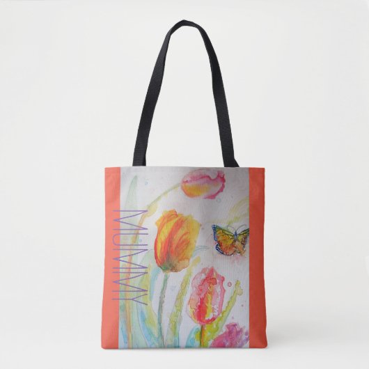 Pink Tulip Tulips Floral Waterverf Mummy Mum Tote Bag (Voorkant)