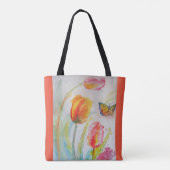 Pink Tulip Tulips Floral Waterverf Mummy Mum Tote Bag (Achterkant)