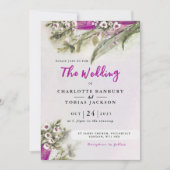 Pink Tulip Waterverf Floral Wedding Kaart (Voorkant)