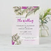 Pink Tulip Waterverf Floral Wedding Kaart (Staand voorkant)