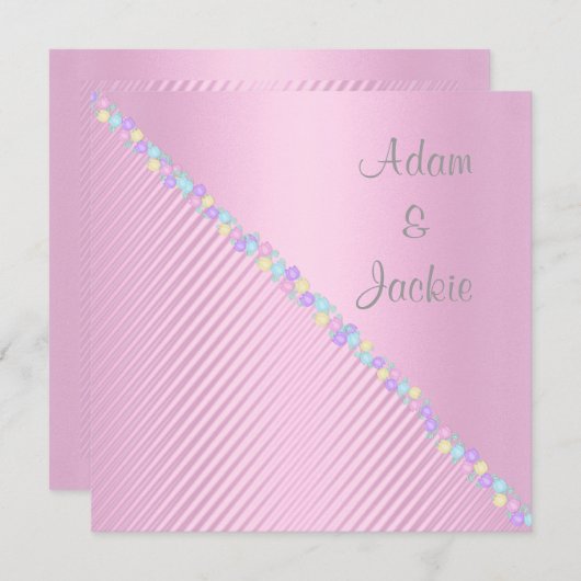  PINK TULIP WEDDING INVITATIONS KAART (Voorkant / Achterkant)