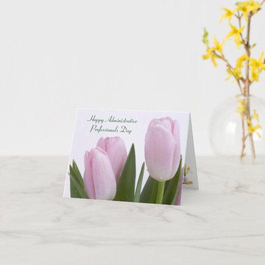 Pink Tulips Administrative Professionals Kaart (Gele Bloem)