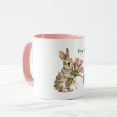 Pink Tulips Bunny Rabbit Easter Eggs Basket Mok (Voorkant links)