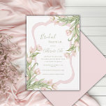 Pink Tulips Floral Elegant Vintage Bridal Shower I Kaart<br><div class="desc">Beautiful watercolor fancy frame surrounding lovely fonts and scripts done in coordinating colors bridal shower invite.  Cascading bunches of pink tulips on opposite corners create an elegant vintage feel.  A perfect bridal shower invitation for any season.</div>