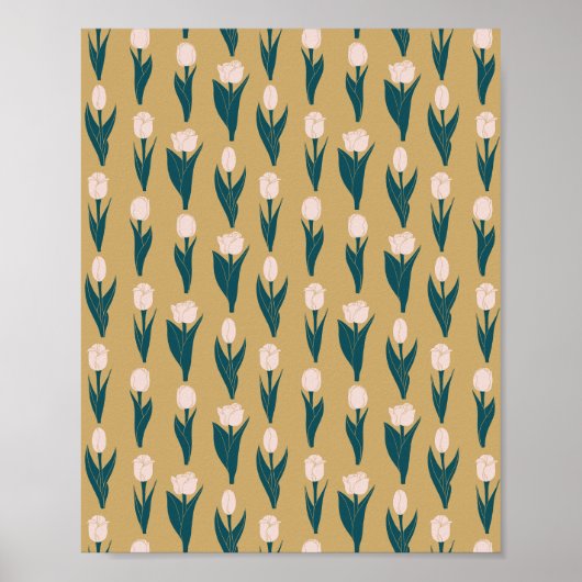 Pink Tulips Garden Poster (Voorkant)
