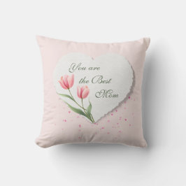 Pink Tulips Heart Mother's Day Gift Buitenkussen