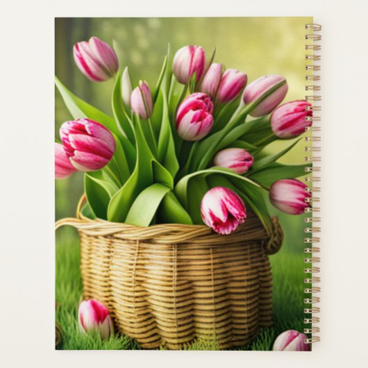  Pink Tulips in Country Basket  Planner (Achterkant)