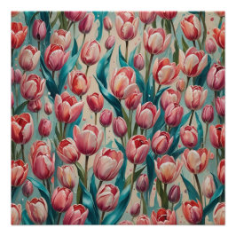 pink tulips perfect poster