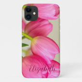 Pink Tulips Personalize Case-Mate iPhone Case (Achterkant)