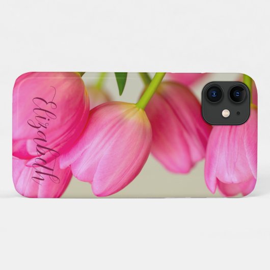Pink Tulips Personalize Case-Mate iPhone Case (Achterkant (horizontaal))