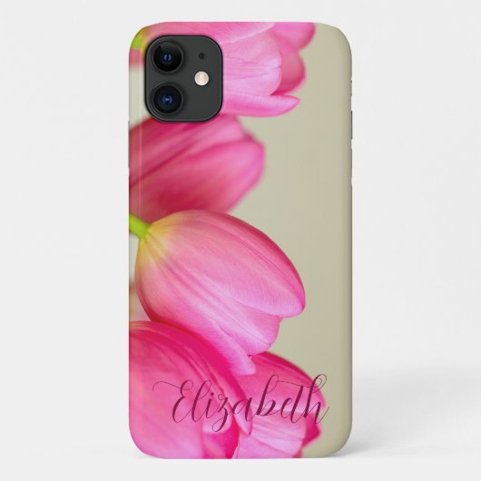Pink Tulips Personalize Case-Mate iPhone Case (Achterkant)