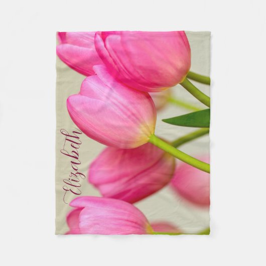Pink Tulips Personalize Fleece Deken (Voorkant)