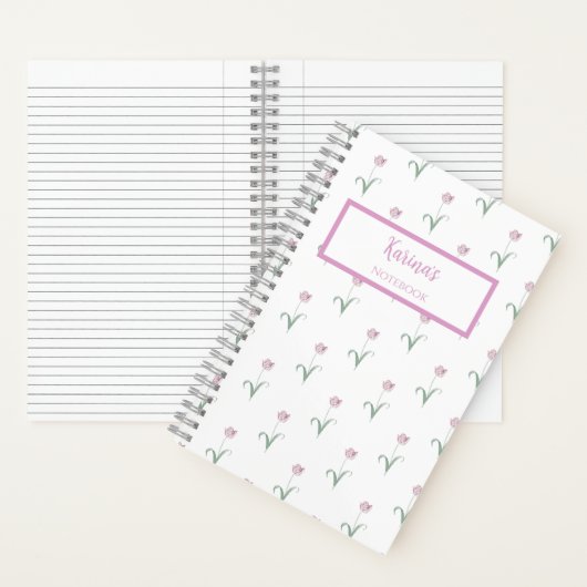 Pink Tulips Personalized Journal Notebook Notitieboek (Binnen)