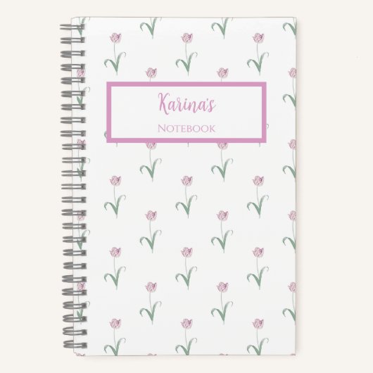 Pink Tulips Personalized Journal Notebook Notitieboek (Voorkant)