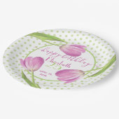 Pink tulips Spring Elegant Floral Paasdag Papieren Bordje (Gekanteld)